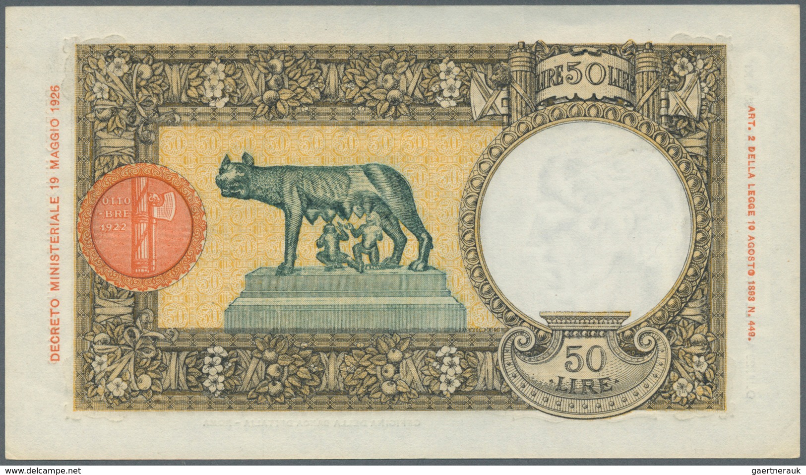 01855 Italy / Italien: Set Of 2 Nearly Consecutive Notes 50 Lire 1940 P. 54b, Numbers #2178 And #2176 Very - Otros & Sin Clasificación