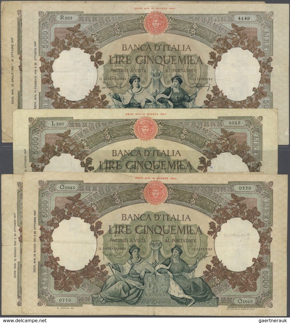 01862 Italy / Italien: Set Of 5 Notes 5000 Lire Different Dates Containing 1949, 1953, 1956, 1960, 1961, P - Other & Unclassified