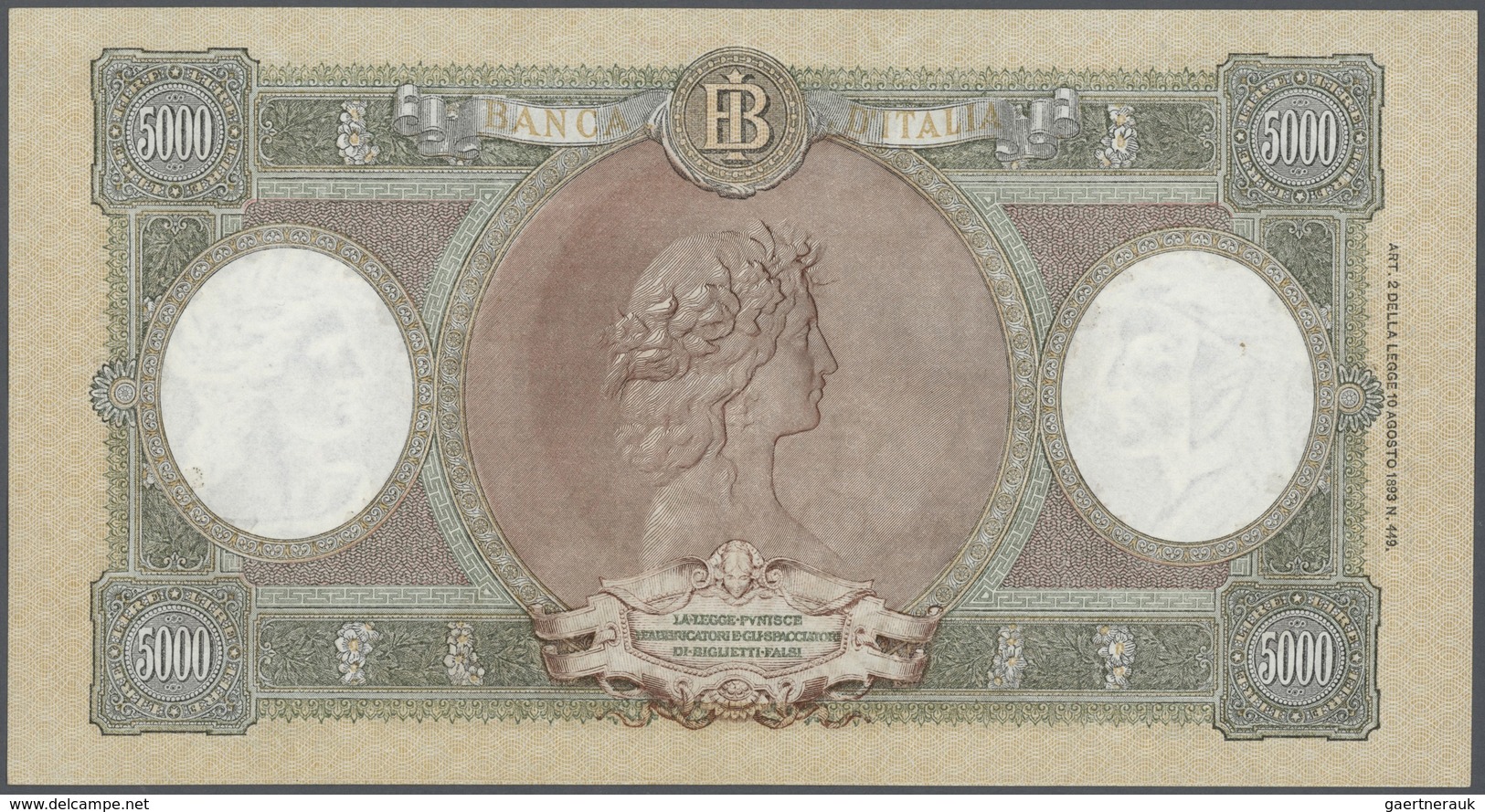 01864 Italy / Italien: 5000 Lire 1955 P. 85c / Bi788, Pressed But Very Crisp And Colorful Without Holes, T - Otros & Sin Clasificación