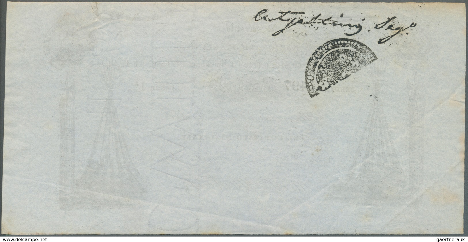 01877 Italy / Italien: 2 Franchi 1849 Prestitio Natzionale Italiano, Rare Note, Stamped On Back, Light Fol - Andere & Zonder Classificatie