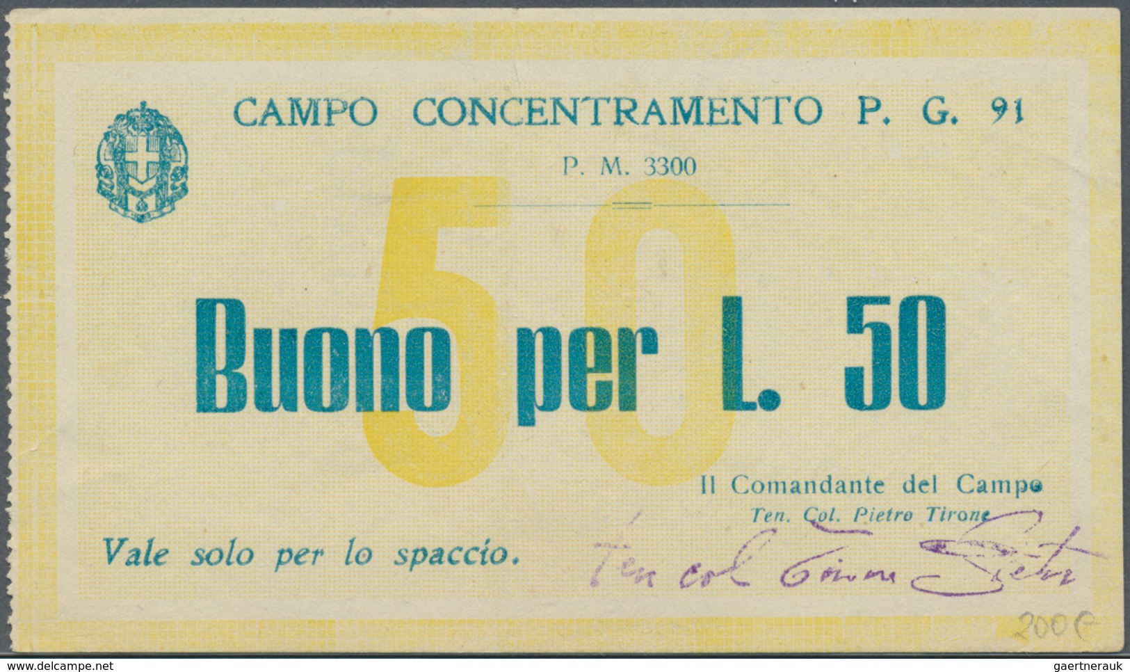 01878 Italy / Italien: Set Of 28 P.O.W. Notes Italy Containing The Following Campell Numbers: 6159 (2x In - Andere & Zonder Classificatie