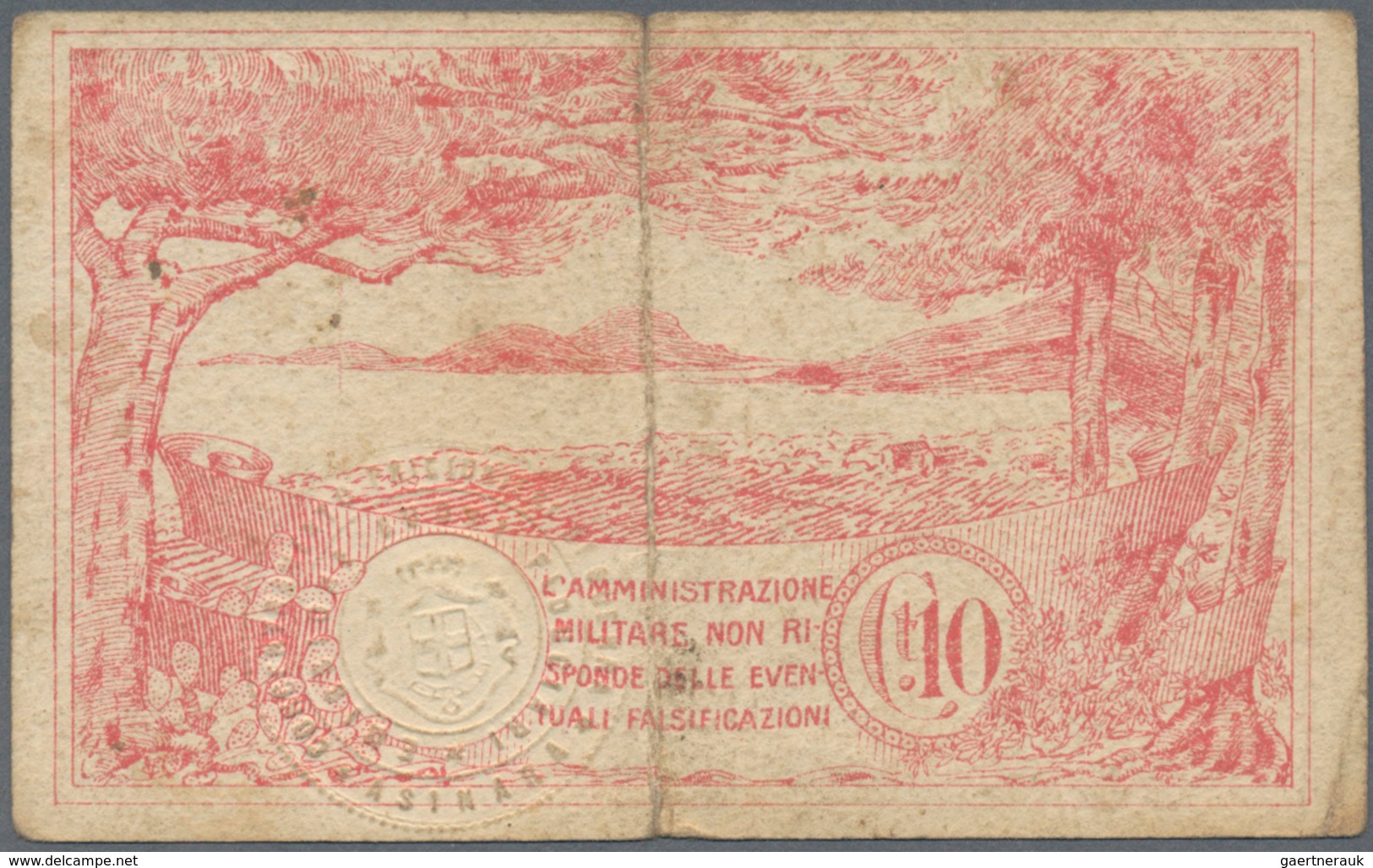 01882 Italy / Italien: POW Camp ASINARA Bon Of 10 Centesimi ND, P.NL With A Few Folds And Lightly Toned Pa - Otros & Sin Clasificación