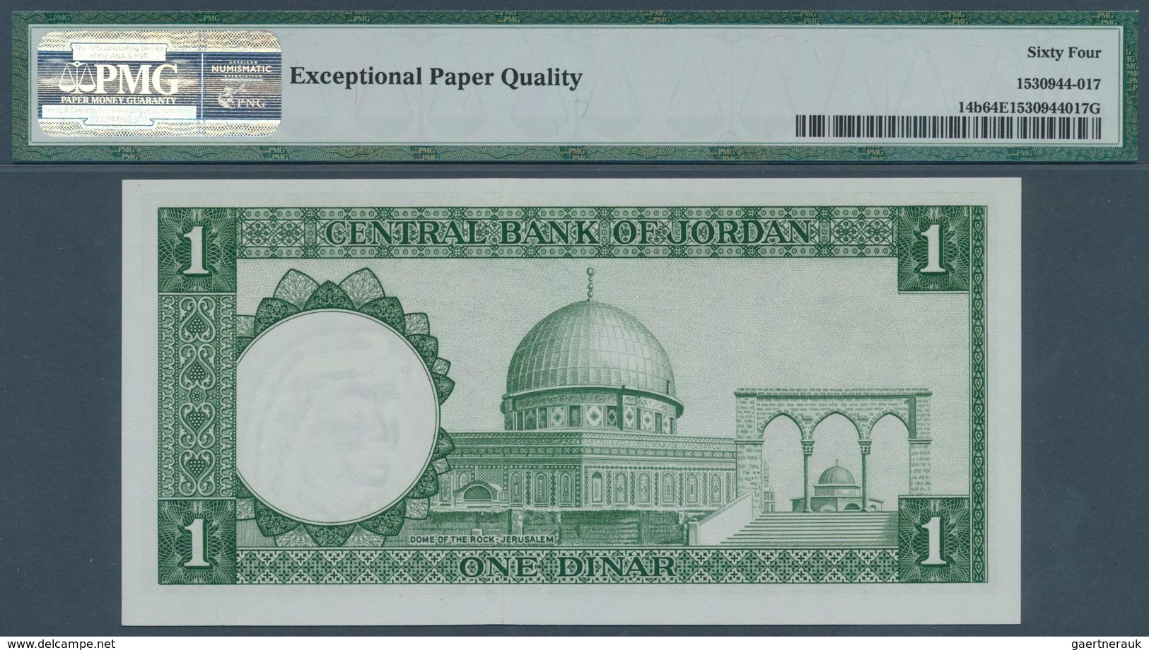 01905 Jordan / Jordanien: 1 Dinar ND(1959) P. 14b, Condition: PMG Graded 64 Choice UNC EPQ. - Jordania