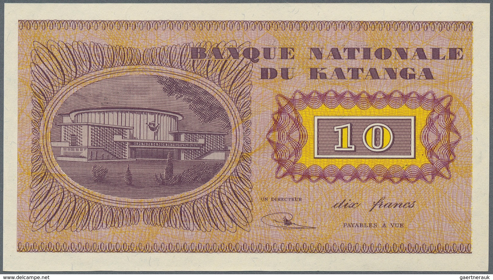 01909 Katanga: 10 Francs 1960 P. 5 In Condition: AUNC. - Andere - Afrika