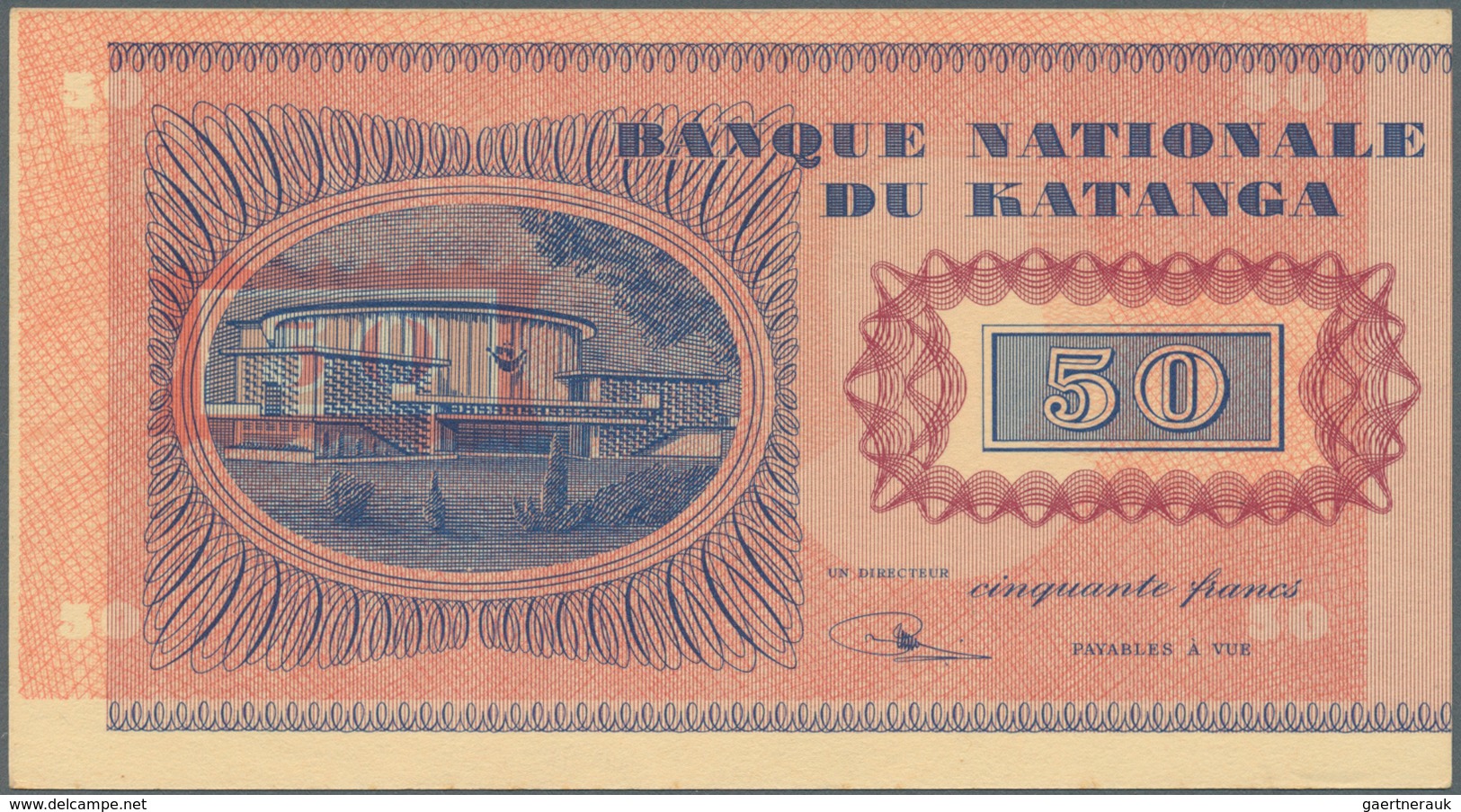 01911 Katanga: Interesting Note Of 50 Francs 1960 P. 7p As Proof Print With Error Print, Back Side Print A - Otros – Africa