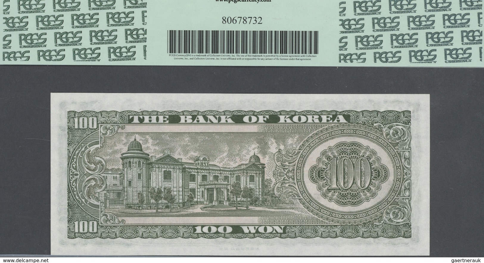 01913 Korea: Set with 4 Banknotes comprising 10 Won ND(1949) P.2 PCGS 58, 100 Won ND(1950) P.7 PCGS 58, 10