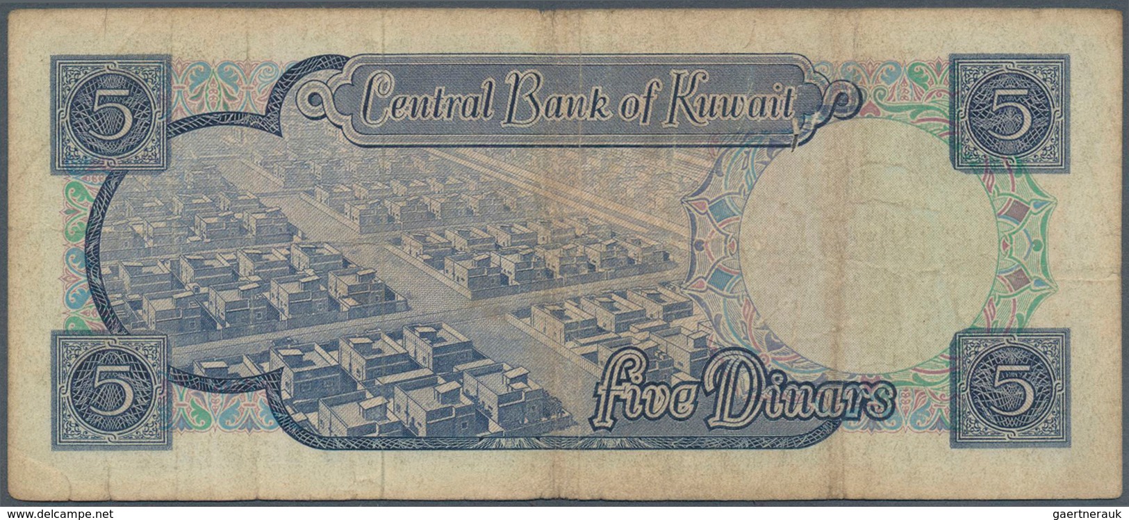 01920 Kuwait: 5 Dinars L.1968 Wit RADAR Serial Number, P.9 In About F/F- - Kuwait