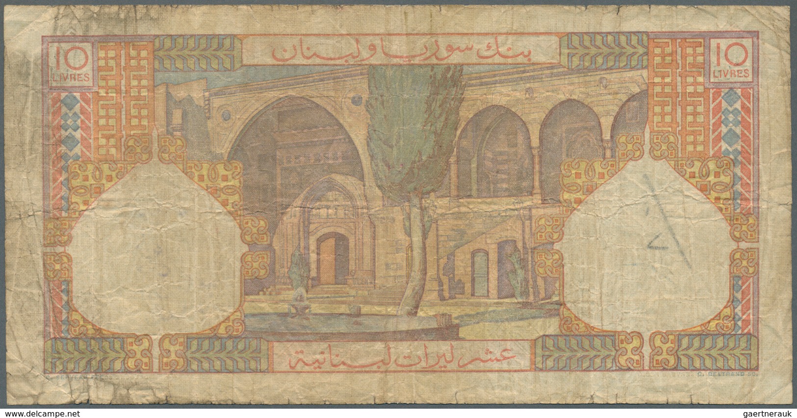 01927 Lebanon / Libanon: Banque De Syrie Et Du Liban 10 Livres 1950, P.50a, Small Border Tears With Lightl - Libanon