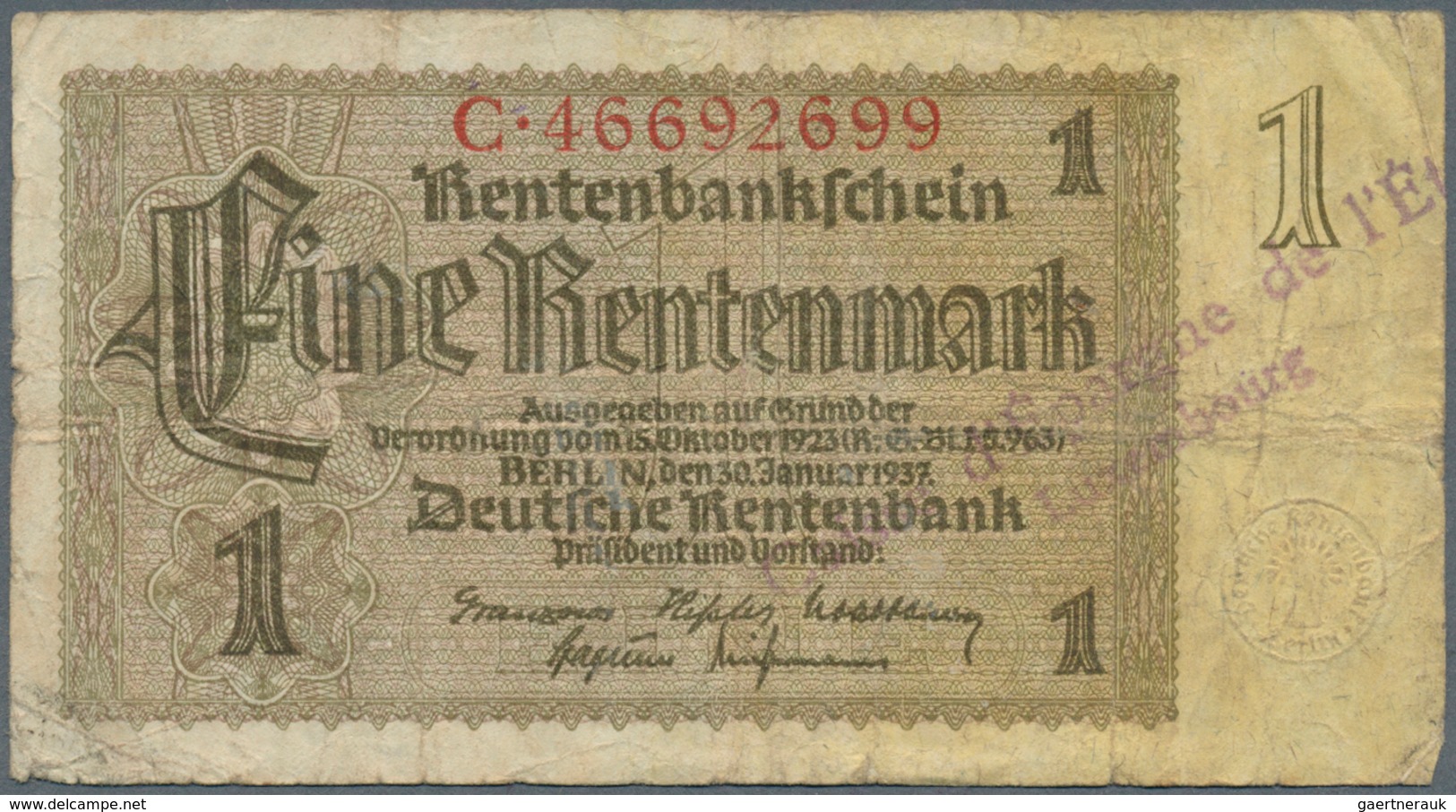 01937 Luxembourg: Very Nice Set With 5 Banknotes Comprising 2 X 5 Francs = 4 Mark With Signature Title: "L - Luxembourg