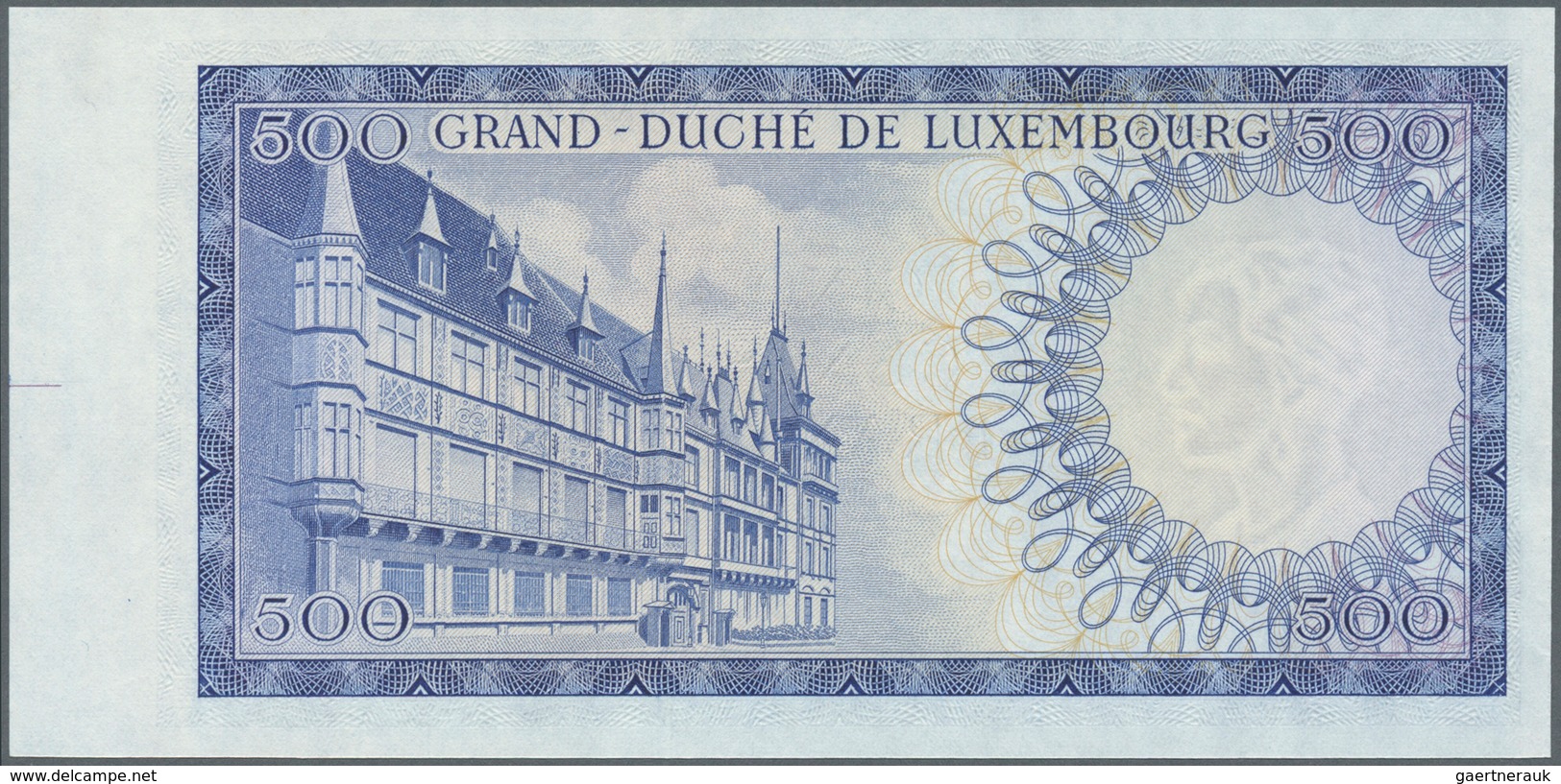 01941 Luxembourg: 500 Francs ND Proof Of P. 52A, Without Serial And Signatures, Large Margin At Right, Lef - Luxembourg