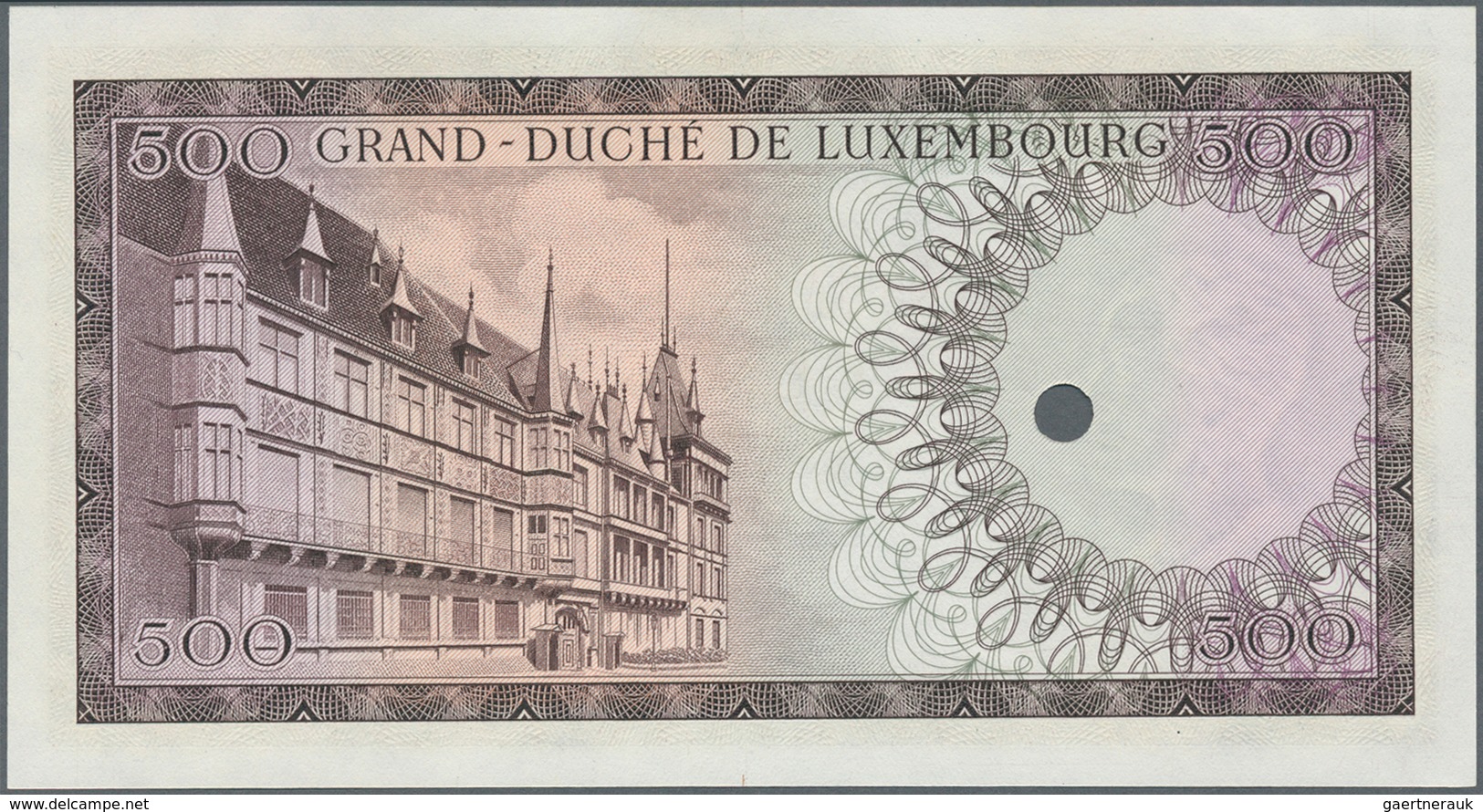 01943 Luxembourg: 500 Francs ND Color Trial Of P. 52A In Brown Instead Of Blue Color, With Serial And One - Lussemburgo