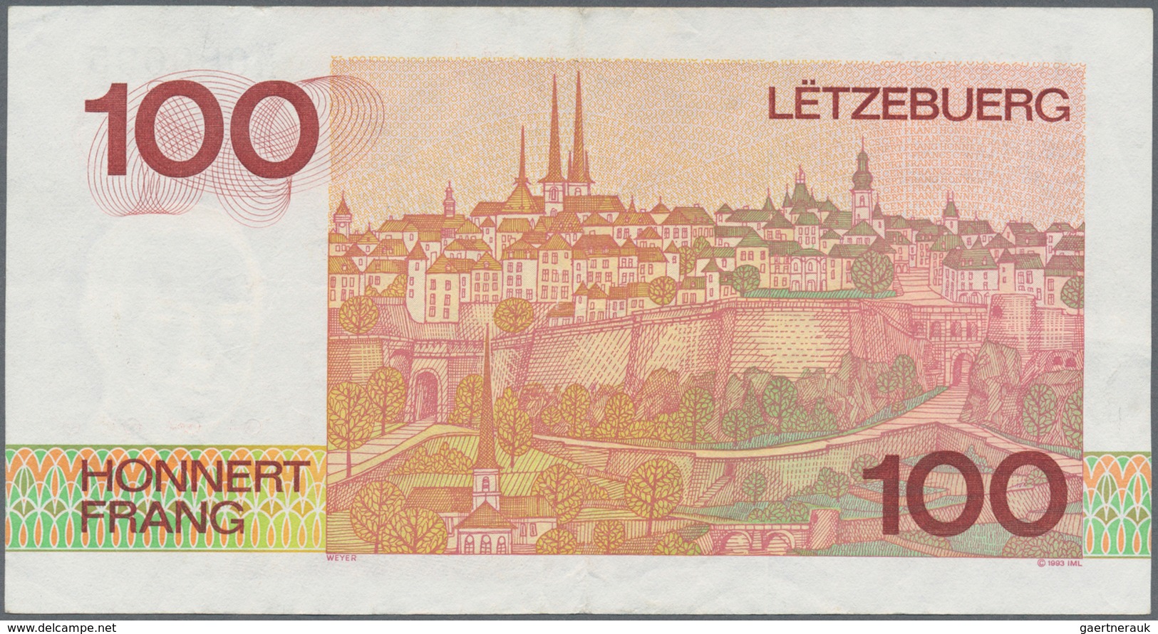 01946 Luxembourg: set of 4 notes 3x different issues Francs 1970/80 (in used condition) P. 56-58 and a Not