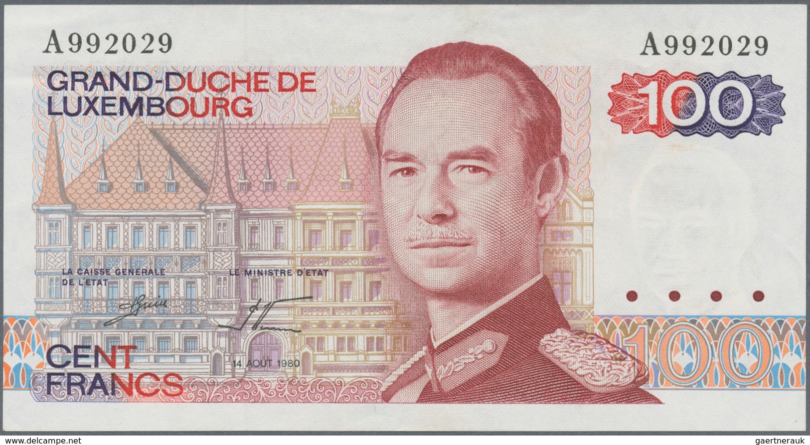 01946 Luxembourg: set of 4 notes 3x different issues Francs 1970/80 (in used condition) P. 56-58 and a Not