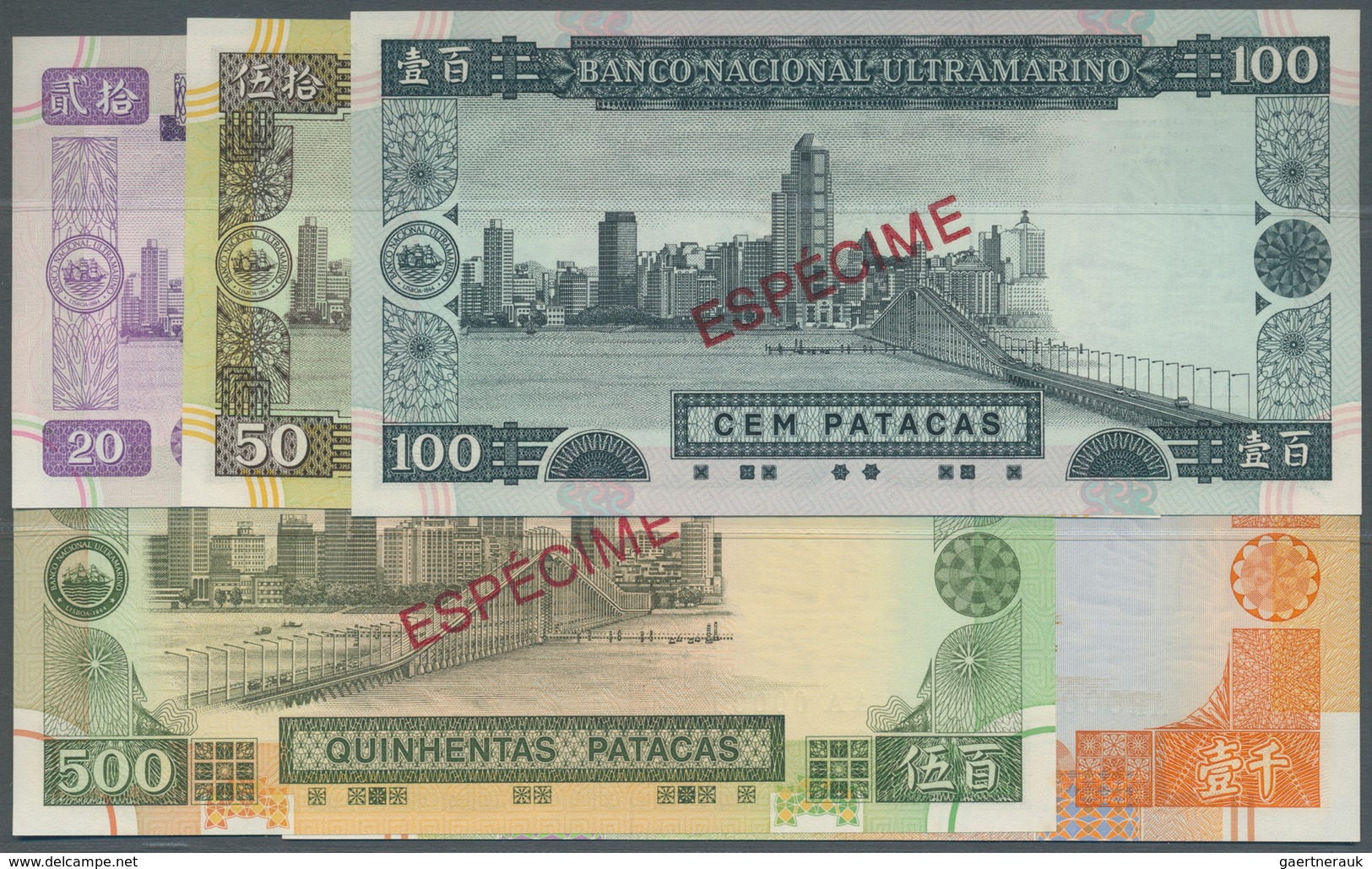 01958 Macau / Macao: Banco Nacional Ultramarino, Highly Rare Specimen Set Of The December 20th 1999 Series - Macao