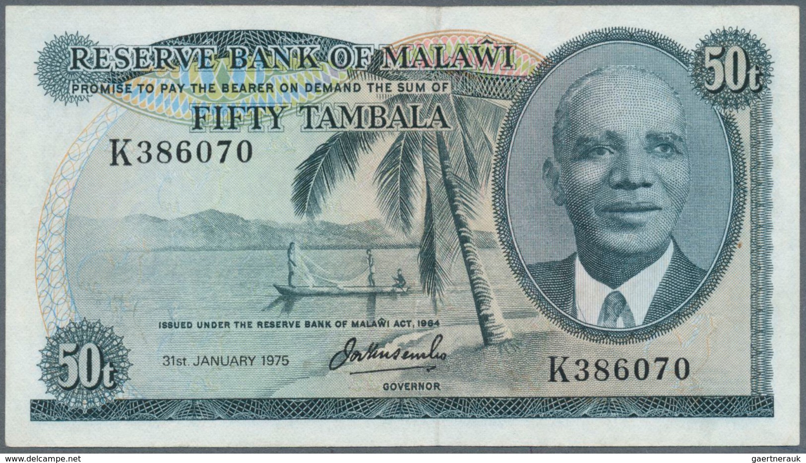 01964 Malawi: Set With 3 Banknotes 1960's/70's Containing 50 Tambala, 1 Pound And 10 Kwacha, P.3, 9, 21 In - Malawi