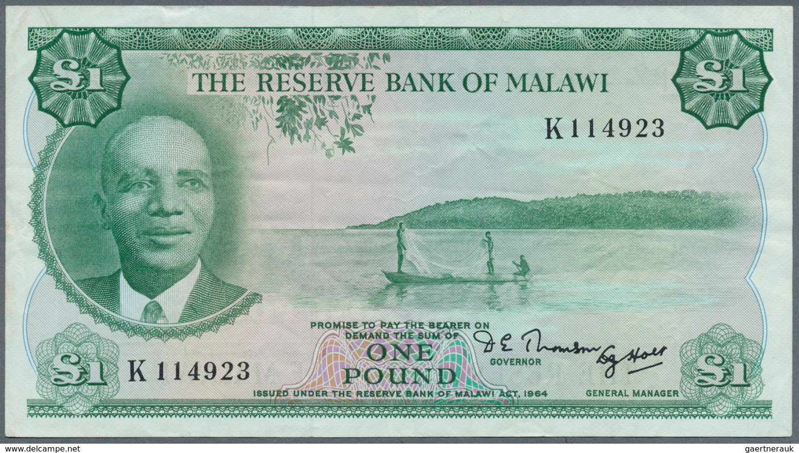 01964 Malawi: Set With 3 Banknotes 1960's/70's Containing 50 Tambala, 1 Pound And 10 Kwacha, P.3, 9, 21 In - Malawi