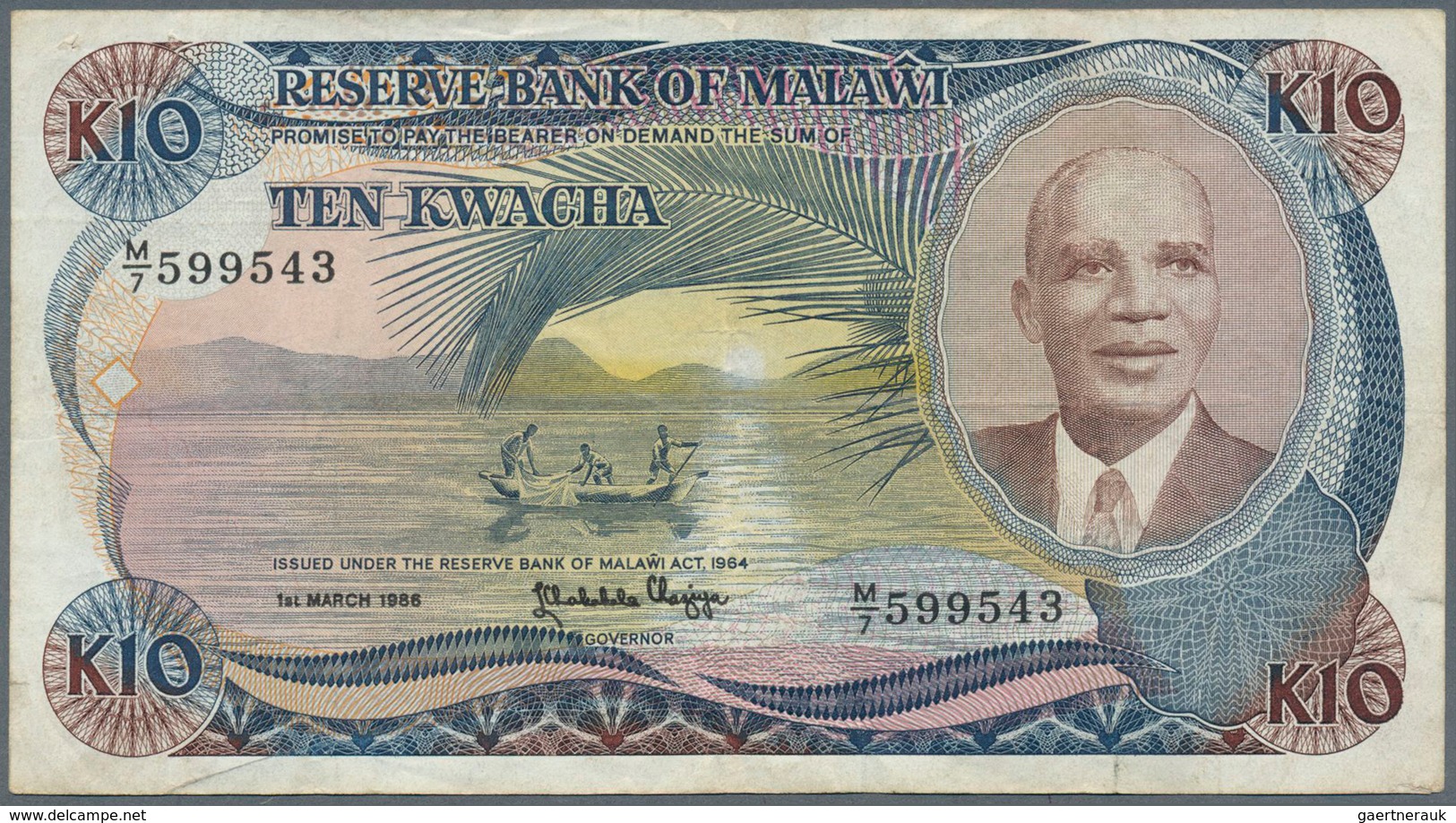 01964 Malawi: Set With 3 Banknotes 1960's/70's Containing 50 Tambala, 1 Pound And 10 Kwacha, P.3, 9, 21 In - Malawi