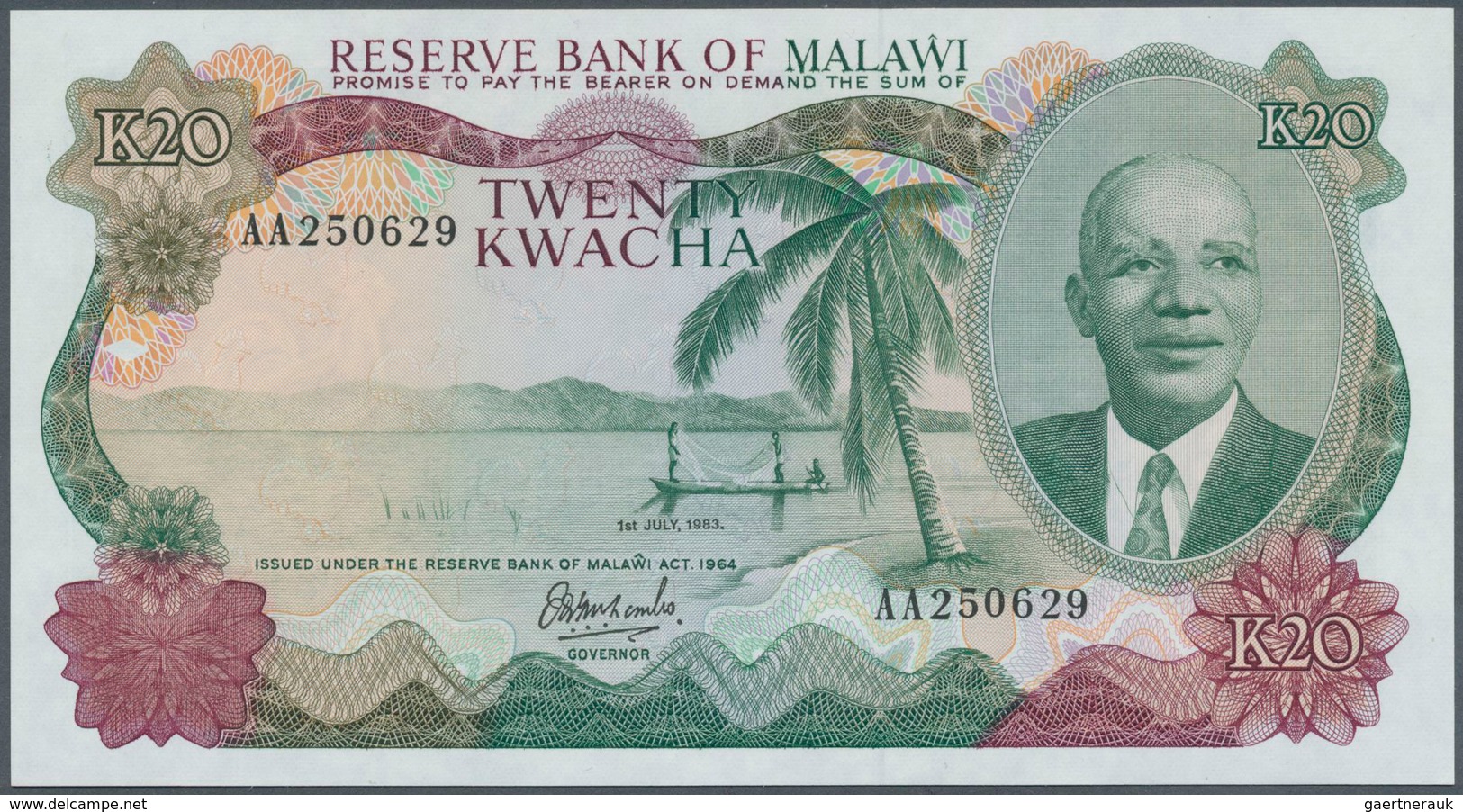 01965 Malawi: 20 Kwacha 1983 P. 17a In Condition: UNC. - Malawi