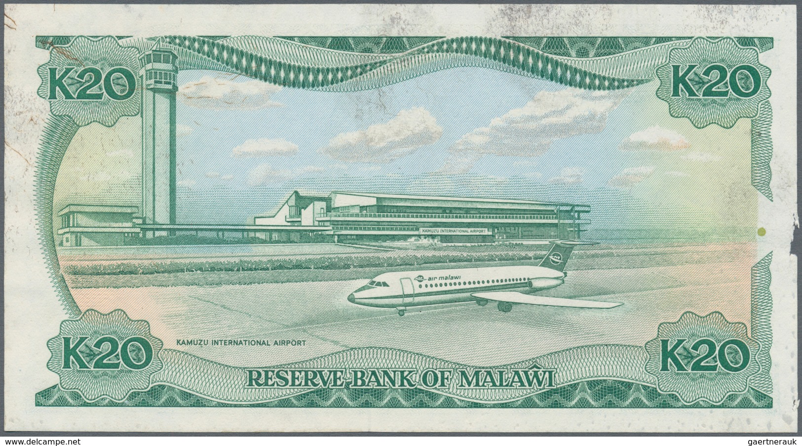 01966 Malawi: 20 Kwacha 1988 P. 22b, Unfolded But Light Stain In Paper, A Bit Wavy At Borders, Small Paper - Malawi