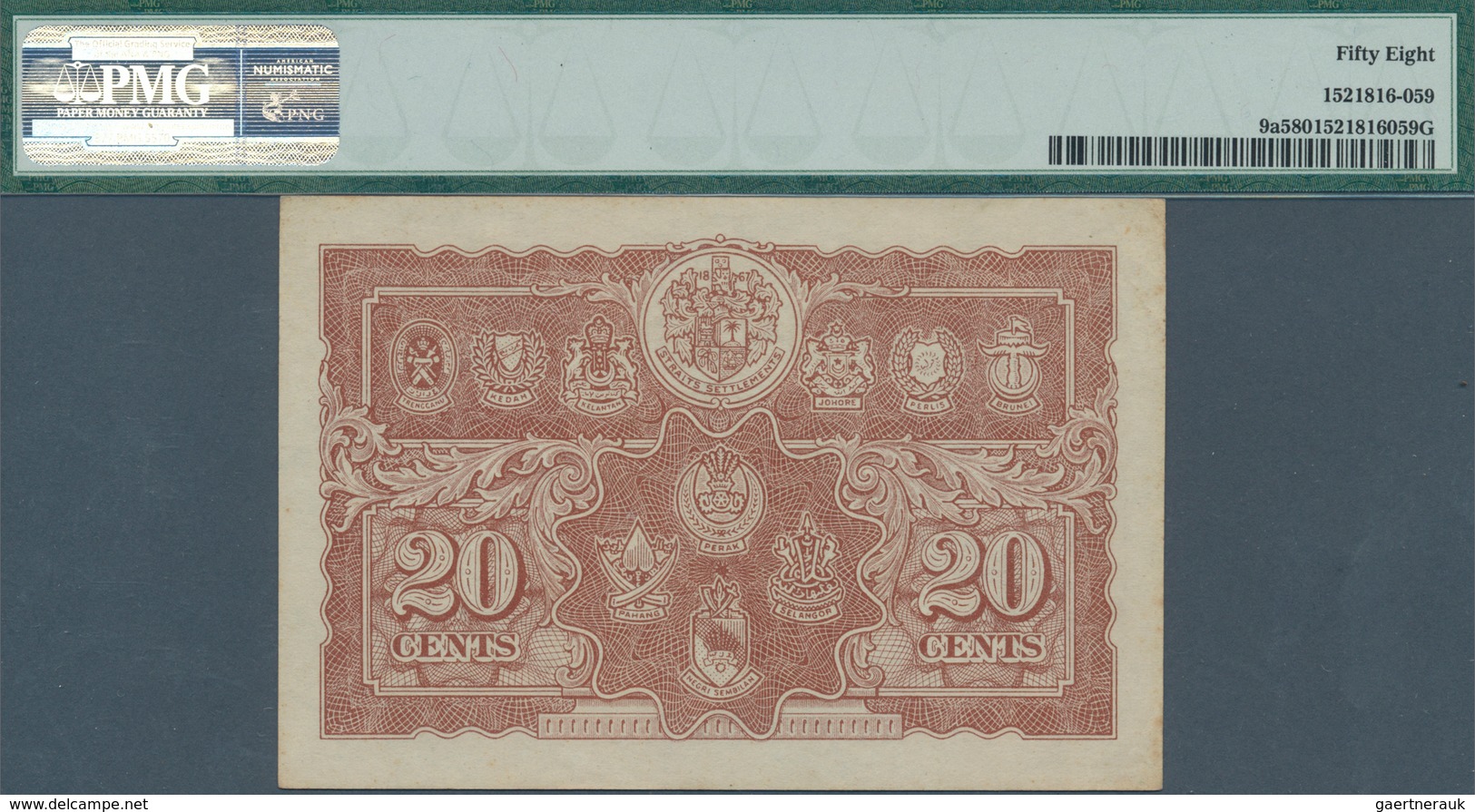 01978 Malaya: 20 Cents 1941 P. 9a In Condition: PMG Graded 58 Choice AUNC. - Malasia