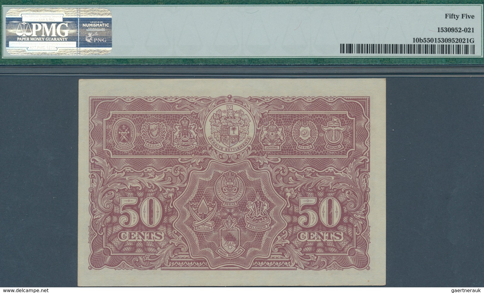 01979 Malaya: 50 Cents 1941 P. 10b In Condition: PMG Graded 55 AUNC. - Malaysia