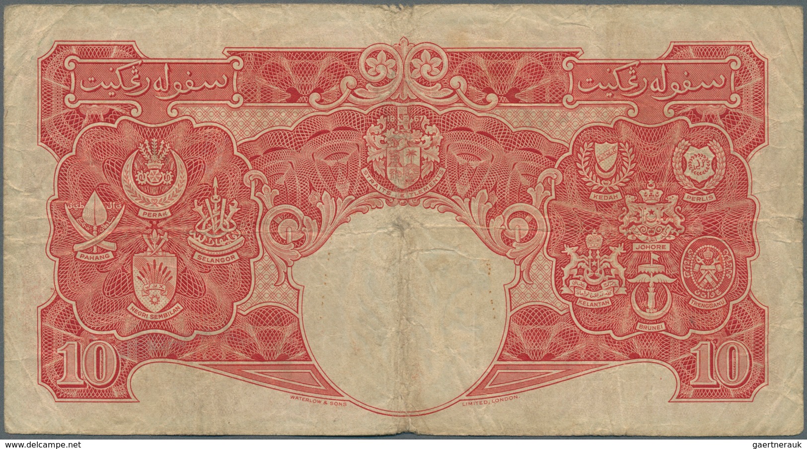 01981 Malaya: 10 Dollars 1941 P. 13, Used With Folds And Creases In Condition: F. - Maleisië