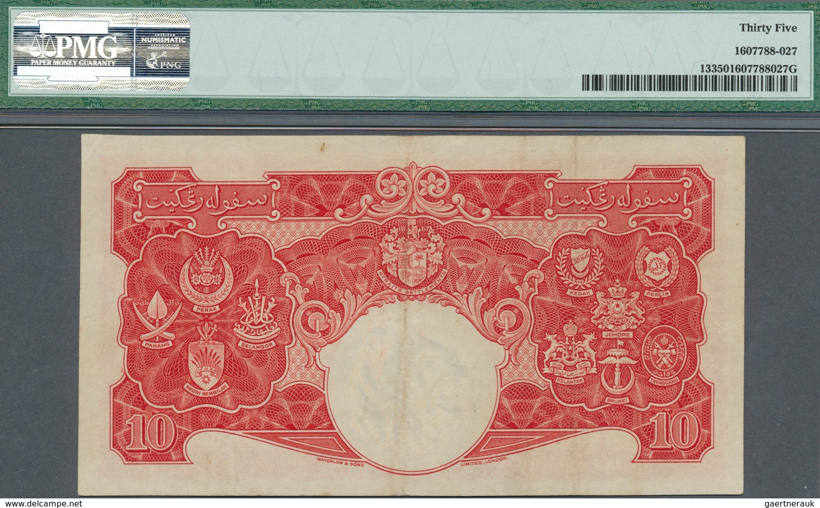 01982 Malaya: 10 Dollars 1941 P. 13 In Condition: PMG Graded 35 Choice VF. - Malasia