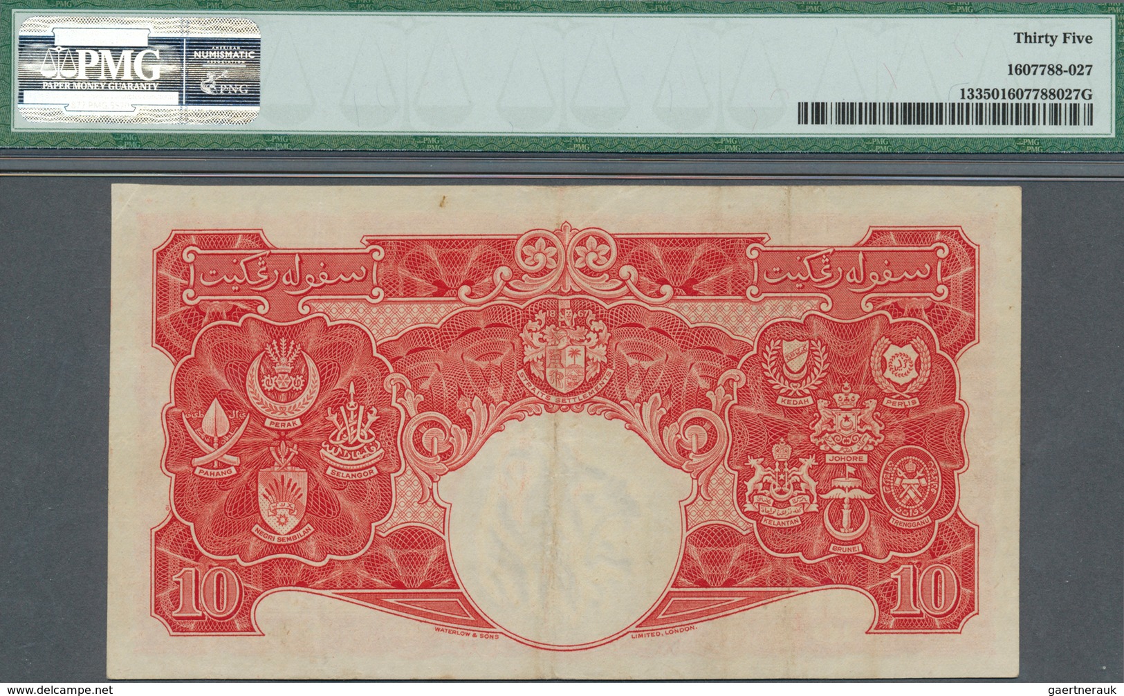 01982 Malaya: 10 Dollars 1941 P. 13 In Condition: PMG Graded 35 Choice VF. - Malesia