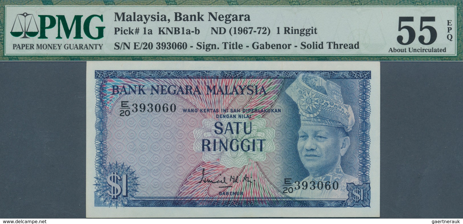 01986 Malaysia: 1 Ringgit ND(1981) P. 1a In Condition: PMG Graded 55 AUNC EPQ. - Maleisië