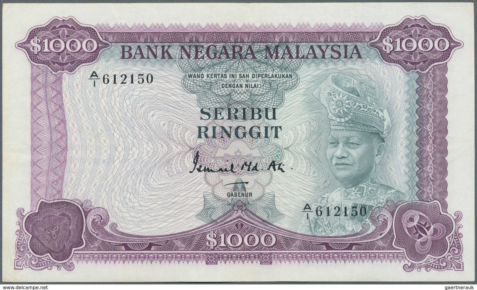 01992 Malaysia: Rare Note Of 1000 Ringgit ND P. 18, Very Very Light Hand Hard To See Center Bend, Light Ha - Malasia