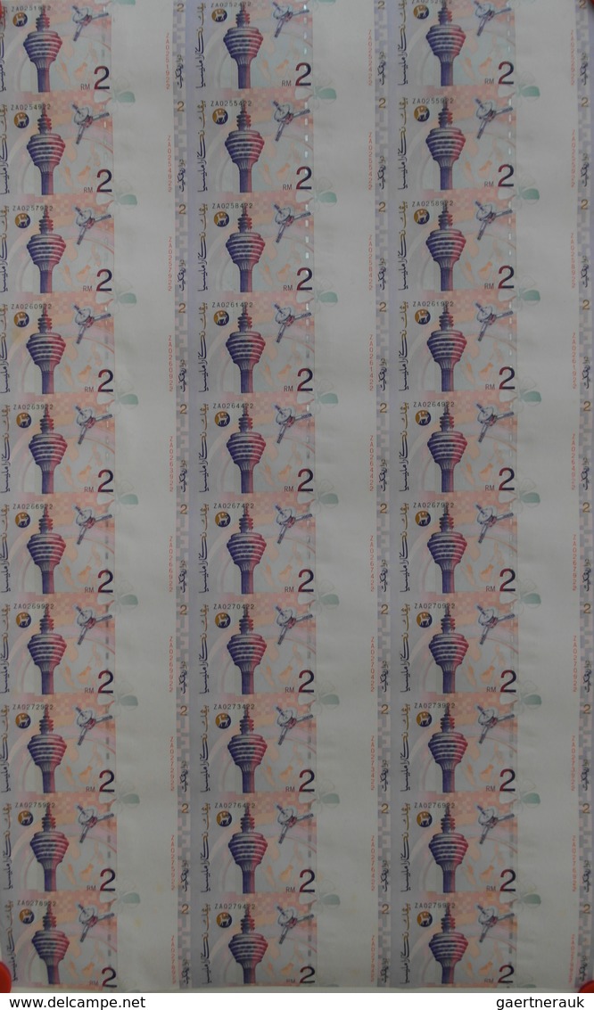 01997 Malaysia: Uncut Sheet Of 30 Pcs 2 Ringgit ND(1996-99) P. 40 In Condition: UNC. (30 Pcs Uncut) - Malaysia