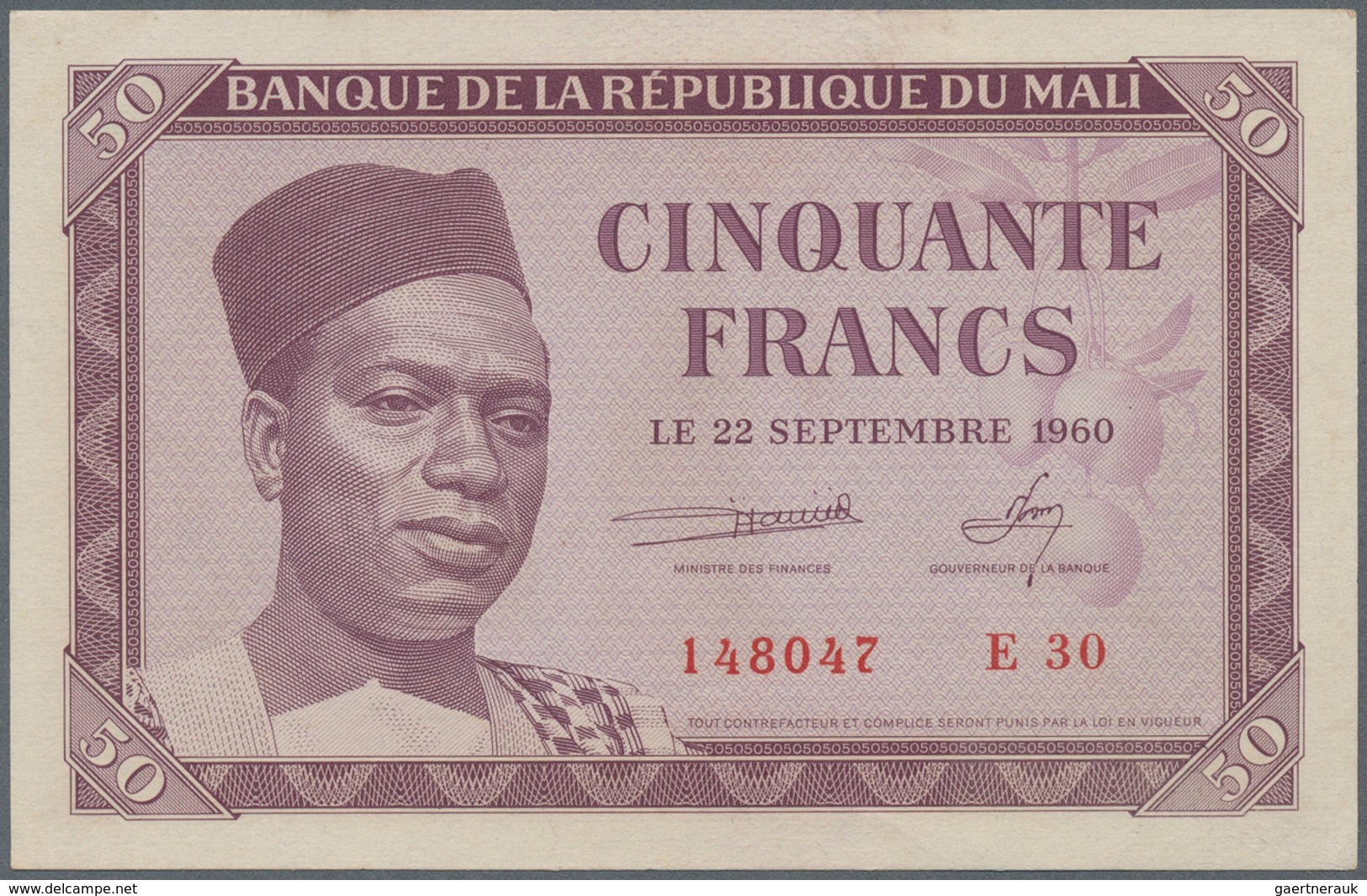 02002 Mali: 50 Francs 1960 P. 1 In Condition: UNC. - Malí