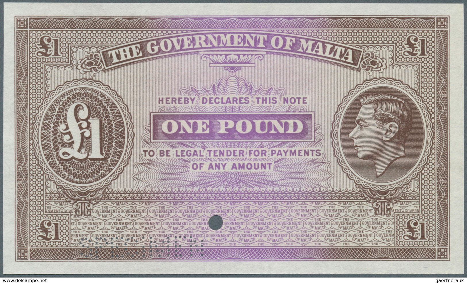 02008 Malta: 1 Pound ND Color Trial P. 14ct With Specimen Perforation At Lower Border, Crisp Original Pape - Malta