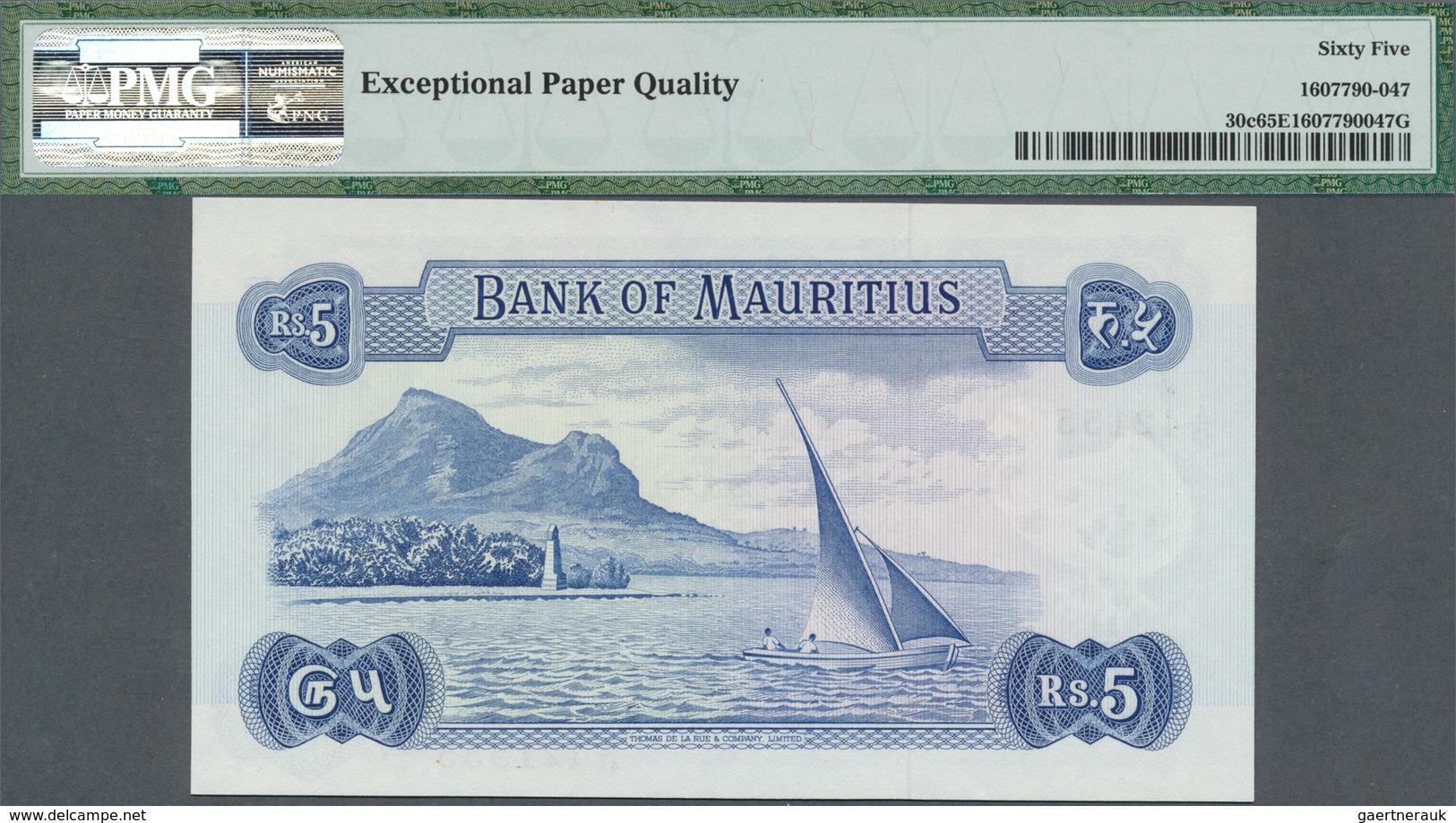 02022 Mauritius: 5 Rupees ND(1967) P. 30c In Condition: PMG Graded 65 GEM UNC EPQ. - Mauricio