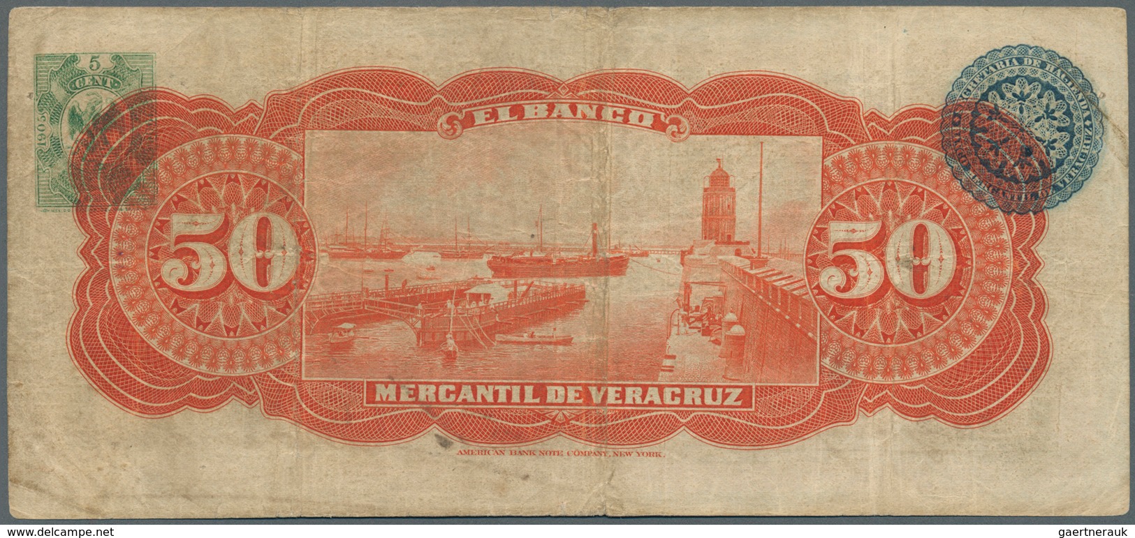 02031 Mexico: Banco Mercantil De Veracruz 50 Pesos November 8th 1905, P.S441, Highly Rare Note In Nice Con - México