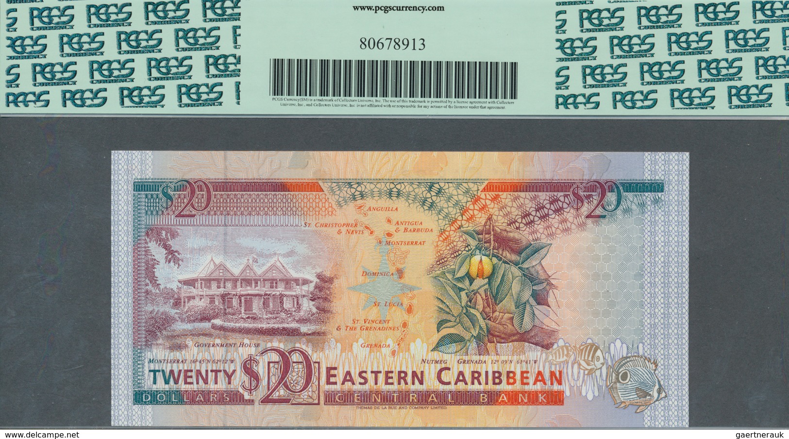 02040 Montserrat: East Caribbean States Letter "M" = Montserrat 20 Dollars ND(1993) In UNC, PCGS Graded 66 - Otros – Oceanía