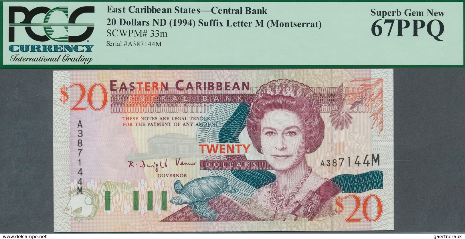 02041 Montserrat: East Caribbean States Letter "M" = Montserrat 20 Dollars ND(1994) In UNC, PCGS Graded 67 - Other - Oceania