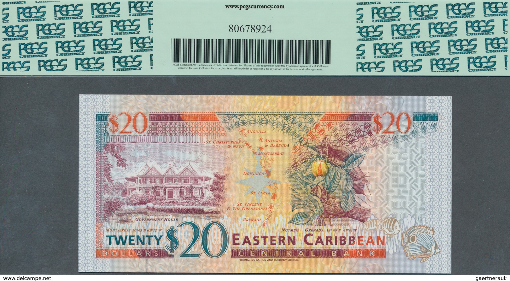 02041 Montserrat: East Caribbean States Letter "M" = Montserrat 20 Dollars ND(1994) In UNC, PCGS Graded 67 - Otros – Oceanía
