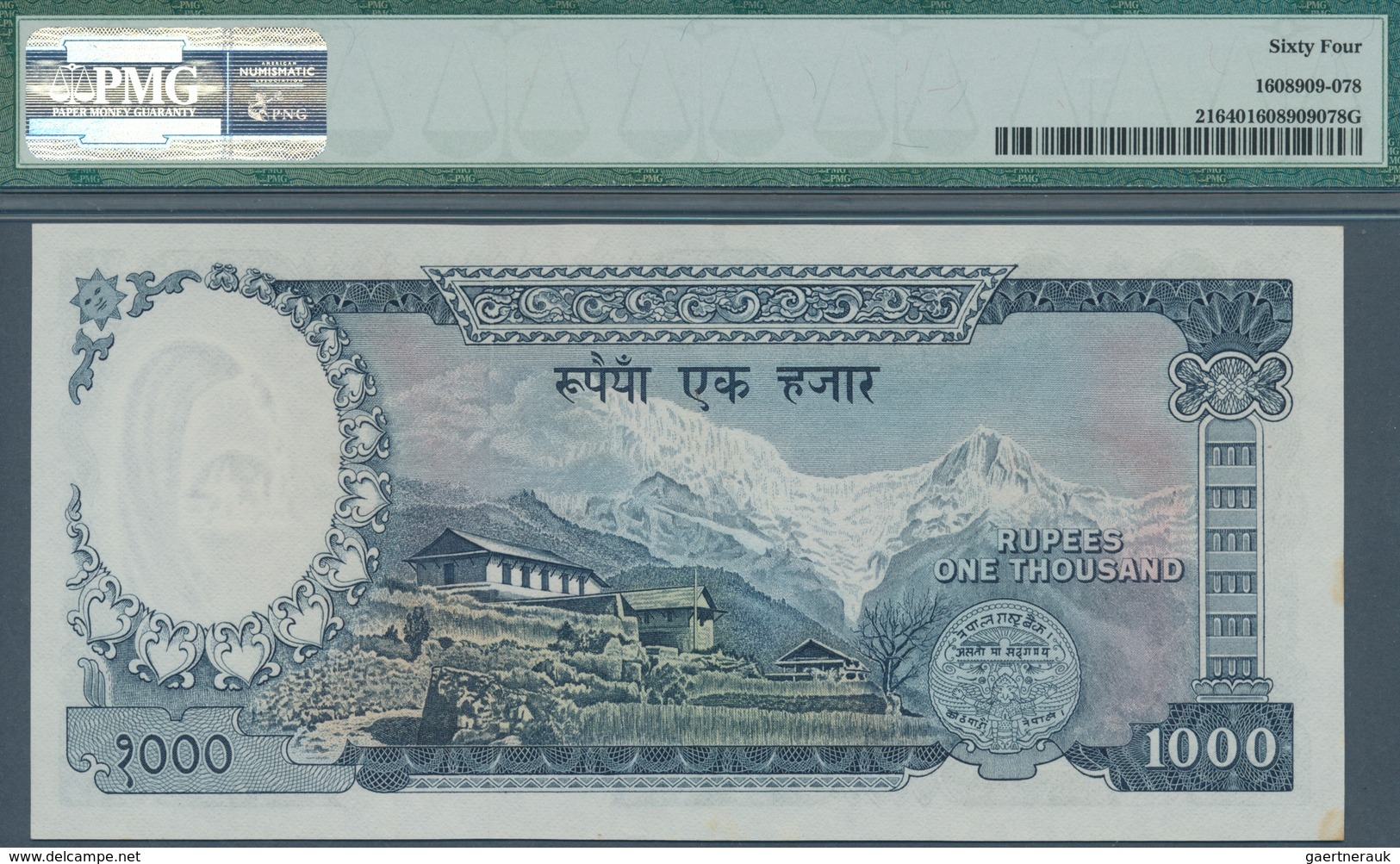 02048 Nepal: 1000 Rupees ND(1972) P. 21 In Condition: PMG Graded 64 Choice UNC. - Nepal