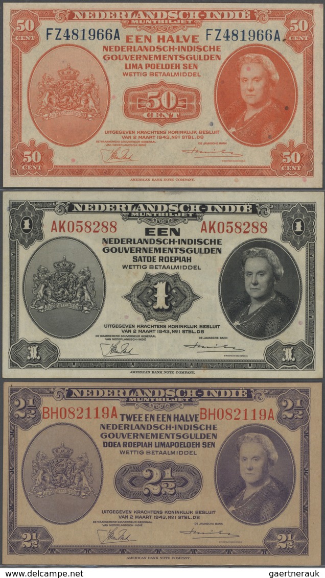 02054 Netherlands Indies / Niederländisch Indien: Set With 7 Banknotes Series 1943 Comprising 50 Cent, 1, - Indes Neerlandesas