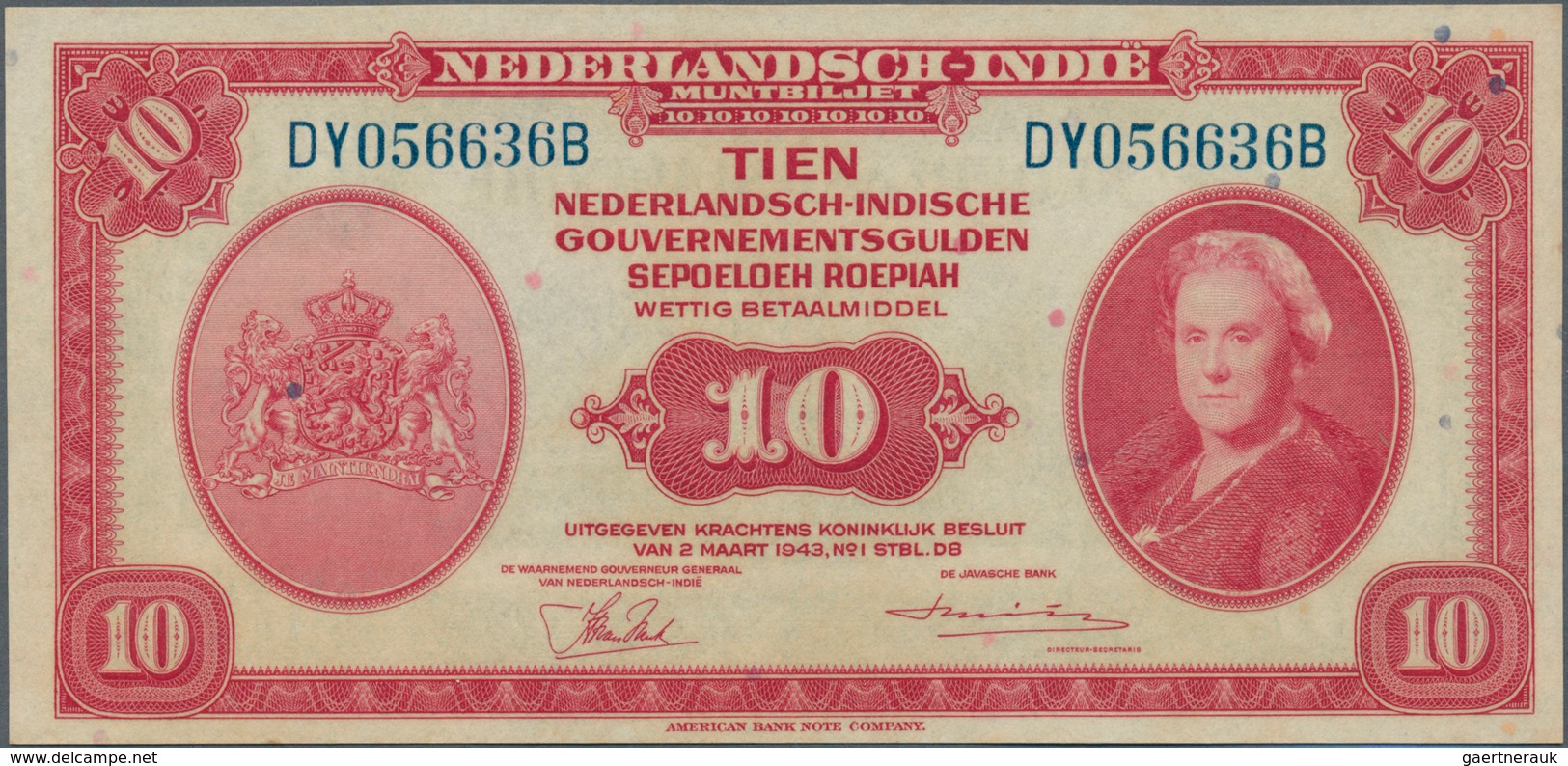02055 Netherlands Indies / Niederländisch Indien: Set With 10 Banknotes Containing 4 X 5 Gulden, 3 X 10 An - Indes Neerlandesas