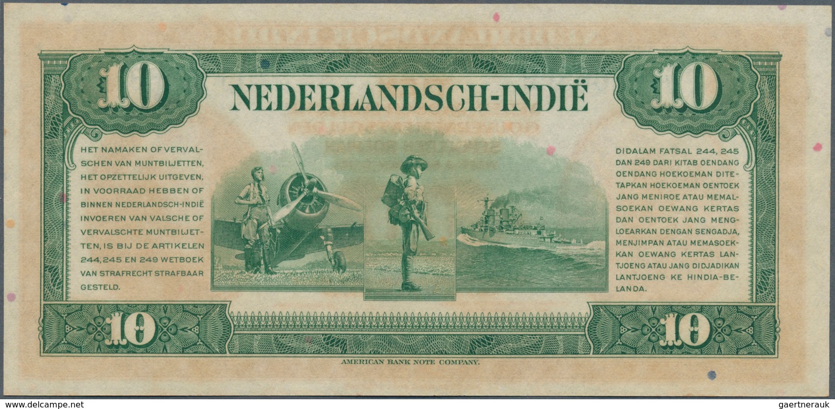 02055 Netherlands Indies / Niederländisch Indien: Set with 10 Banknotes containing 4 x 5 Gulden, 3 x 10 an