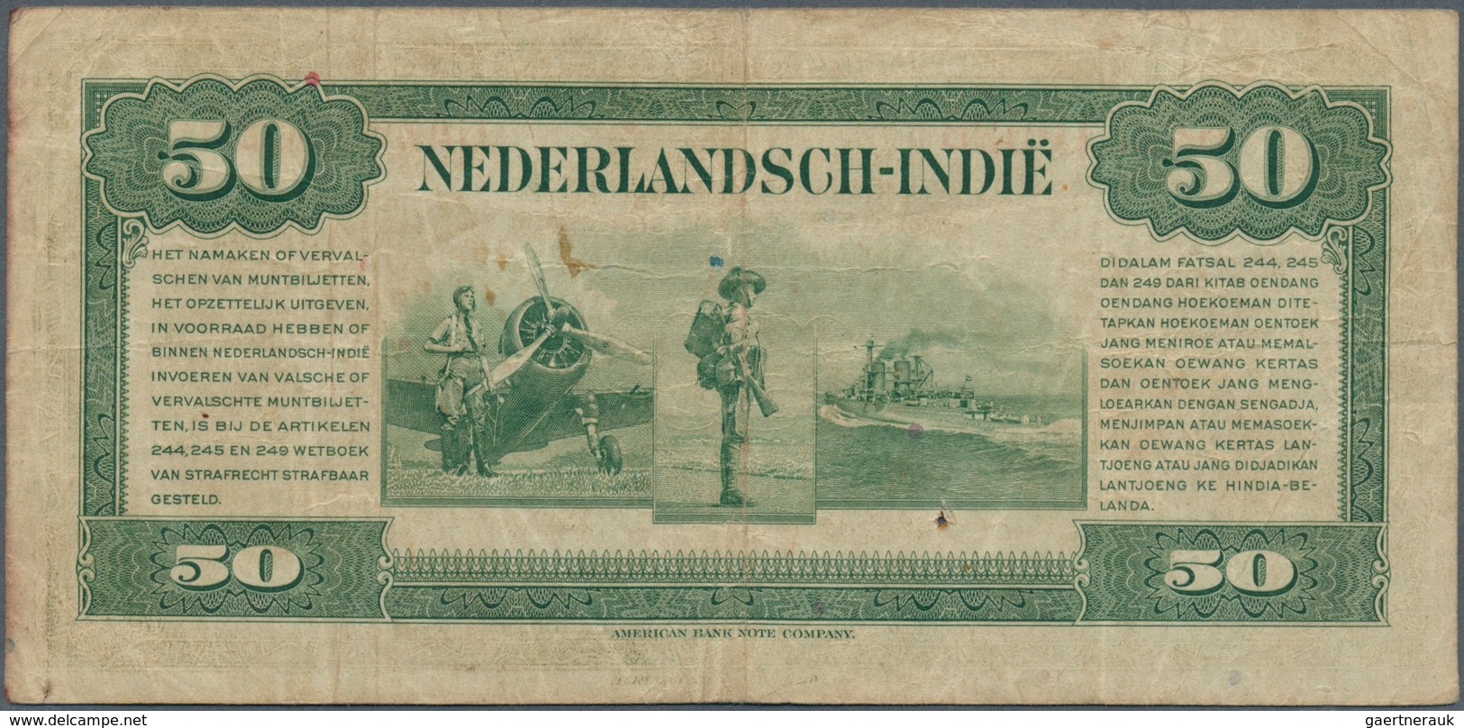 02055 Netherlands Indies / Niederländisch Indien: Set with 10 Banknotes containing 4 x 5 Gulden, 3 x 10 an