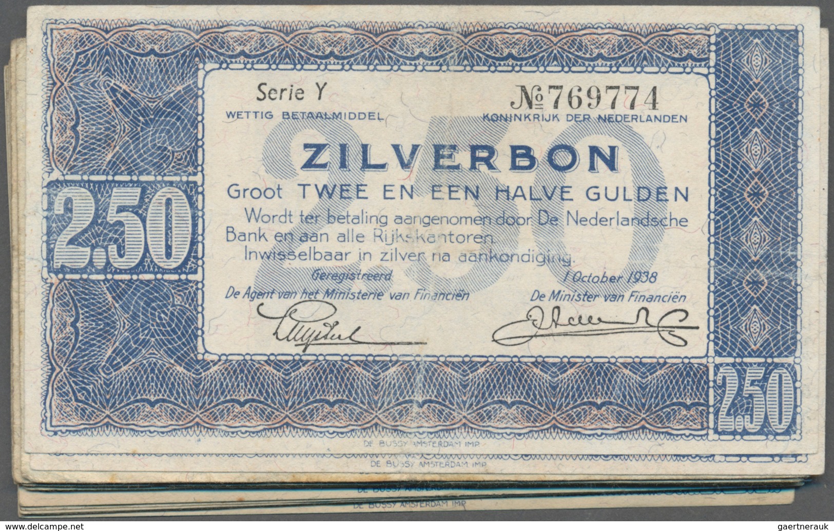 02070 Netherlands / Niederlande: Set Of 41 Notes Zilverbon Containing 20x 2.50 Gulden P. 62 And 20x 1 Guld - Altri & Non Classificati