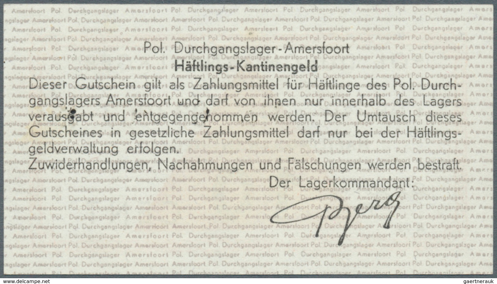 02079 Netherlands / Niederlande: Amersfoort P.O.W. Money 10 Cent 1944 Without Watermark In Condition: UNC. - Other & Unclassified