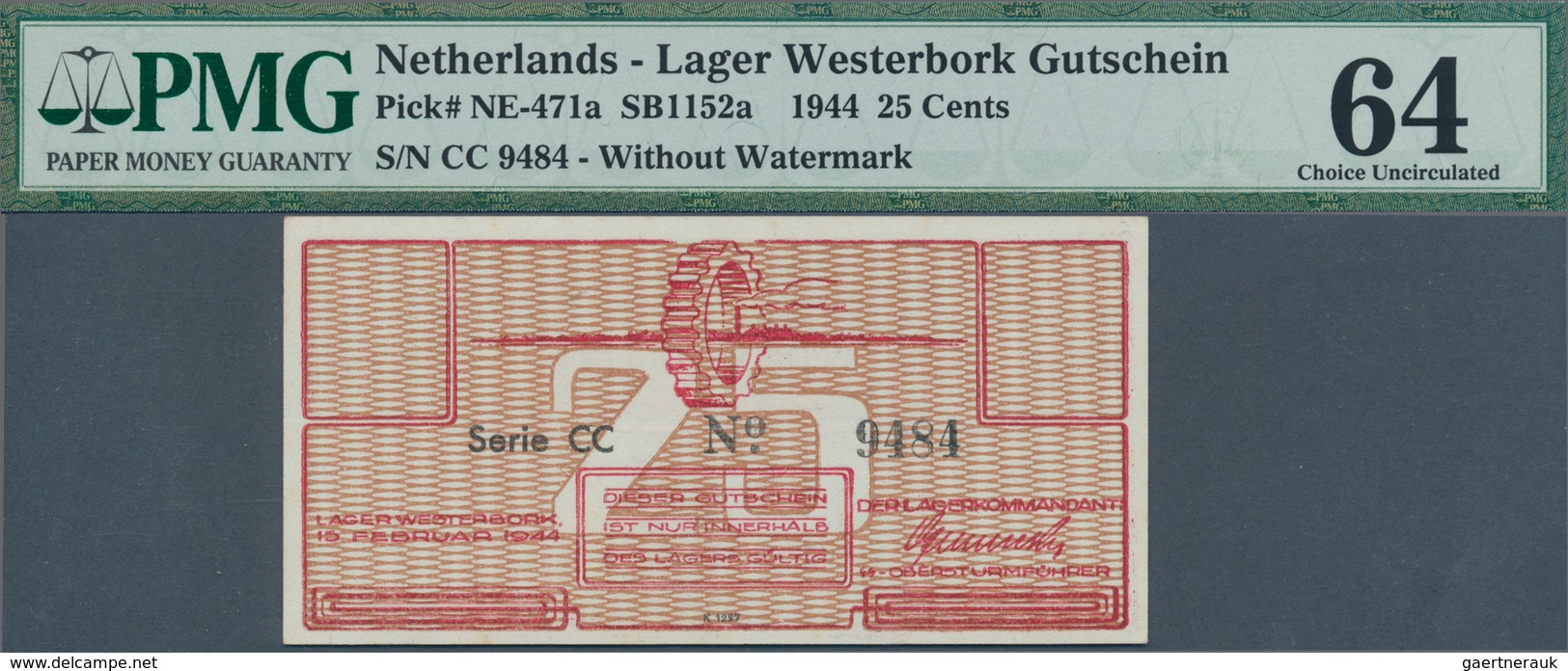 02081 Netherlands / Niederlande: Lager Westerbork Gutschein 25 Cents 1944 P. NL In Condition: PMG Graded 6 - Other & Unclassified