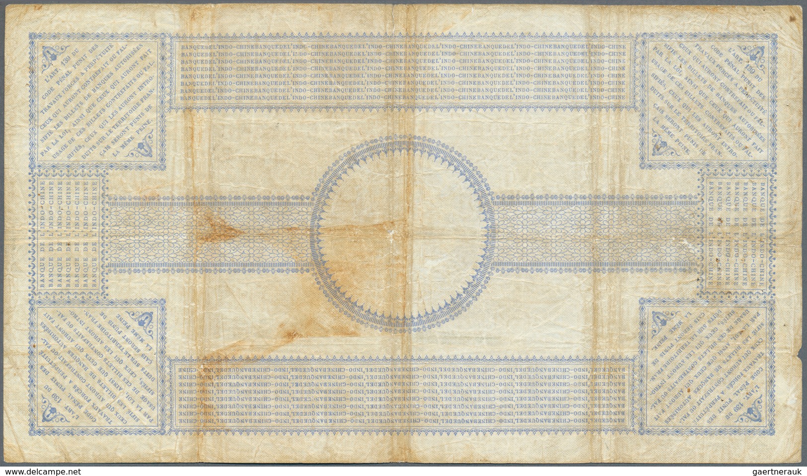 02089 New Caledonia / Neu Kaledonien: 100 Francs 1914 P. 17, Used With Folds And Creases, Stain Along The - Nouméa (Nieuw-Caledonië 1873-1985)