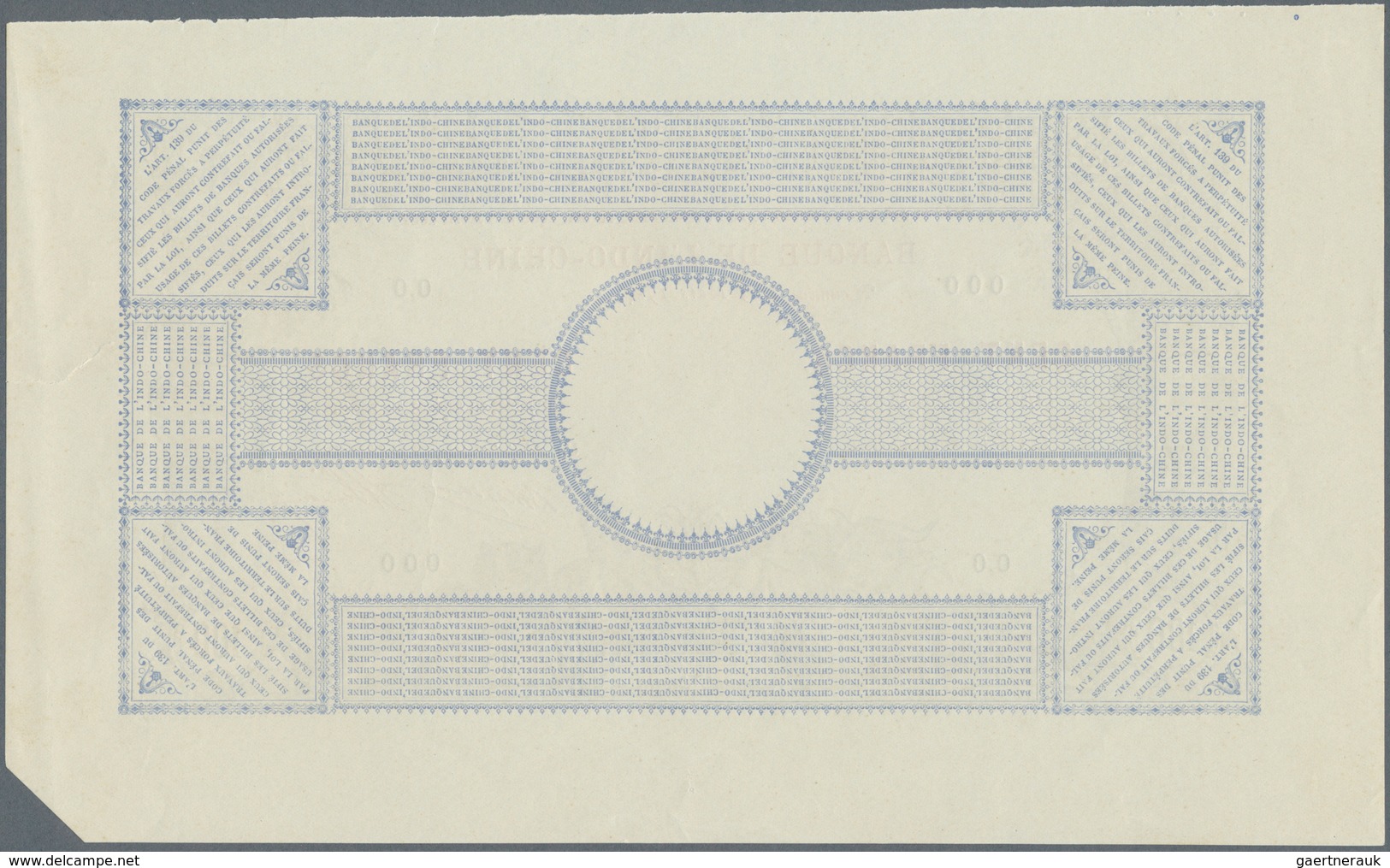 02101 New Caledonia / Neu Kaledonien: Highly Rare And Possibly Unique Proof / Specimen Print Of 100 Francs - Nouméa (New Caledonia 1873-1985)