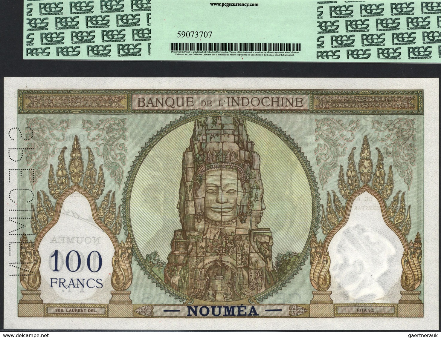 02102 New Caledonia / Neu Kaledonien: Banque De'l Indochine, Noumea 100 Francs ND(1963) SPECIMEN, P.42es, - Numea (Nueva Caledonia 1873-1985)