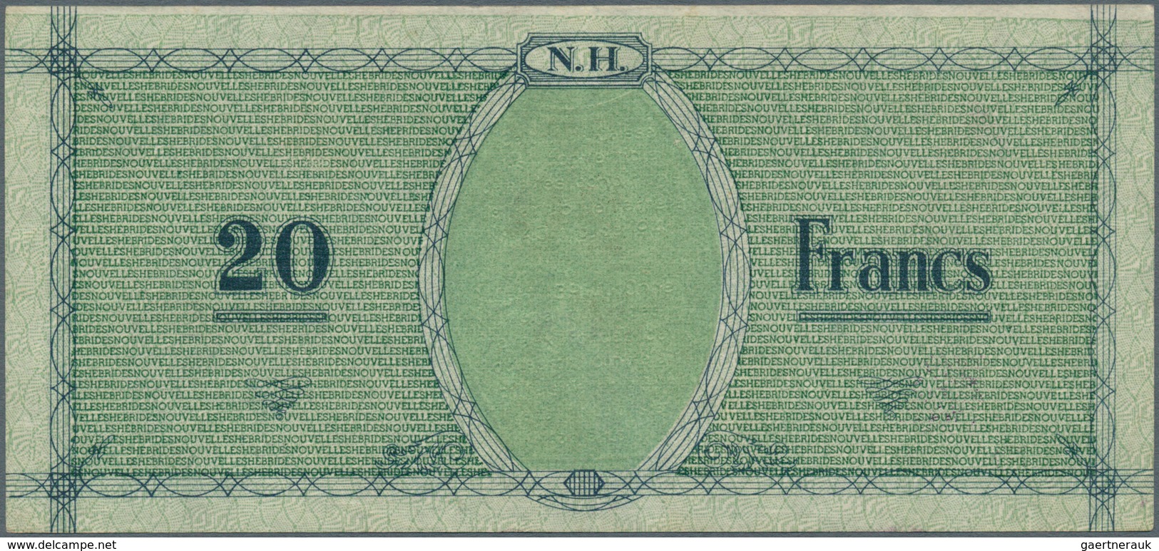 02105 New Hebrides / Neue Hebriden: 20 Francs ND P. 2, Rare Note, Some Very Light Vertical Folds, No Holes - Nieuwe-Hebriden